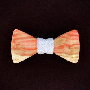 Boxelder wood bowtie with a white leather middle wrap.